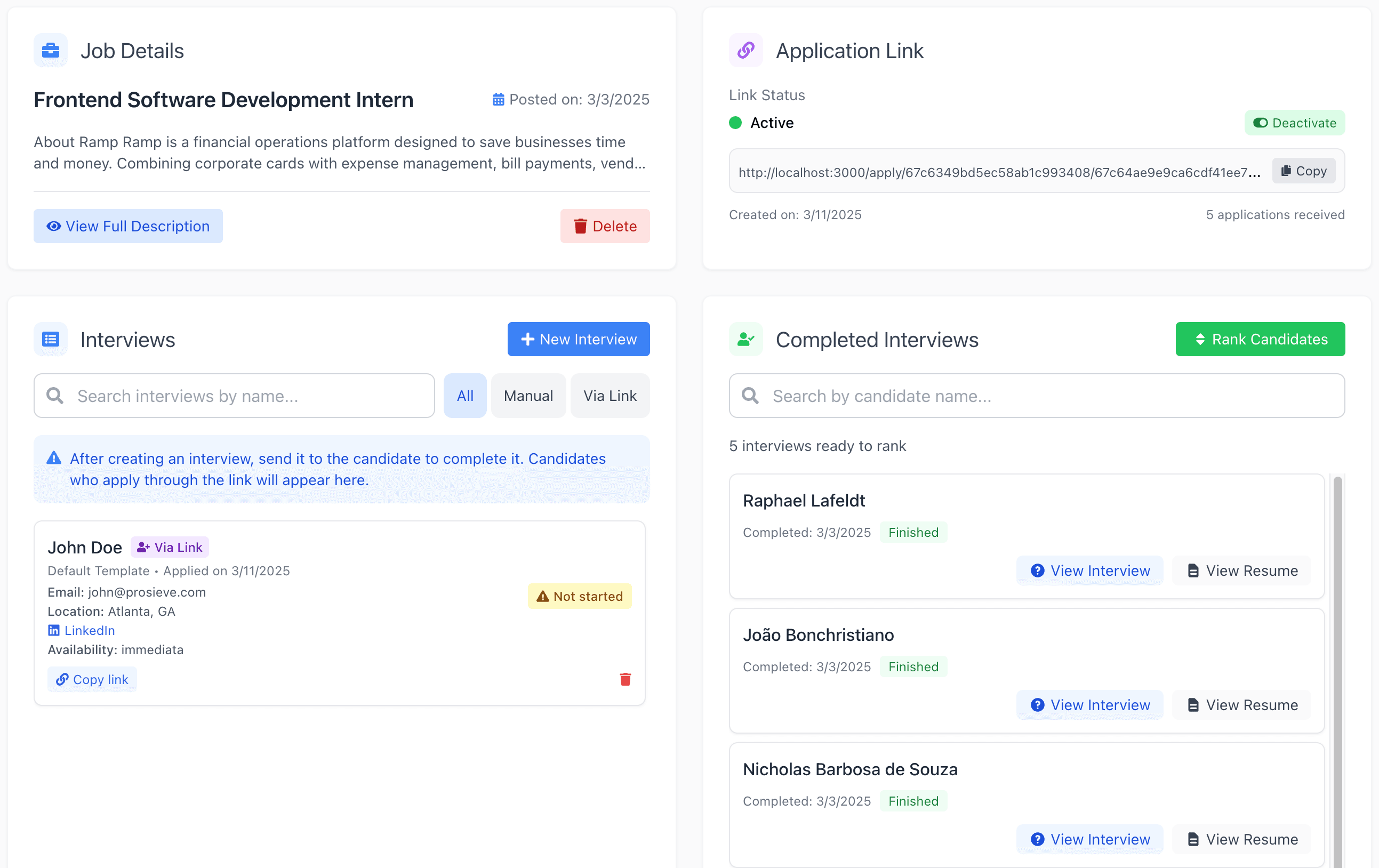 ProSieve Dashboard Preview